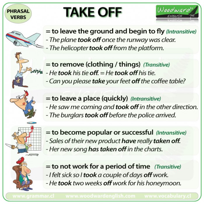 TAKE OFF Phrasal Verb Meanings And Examples Woodward English