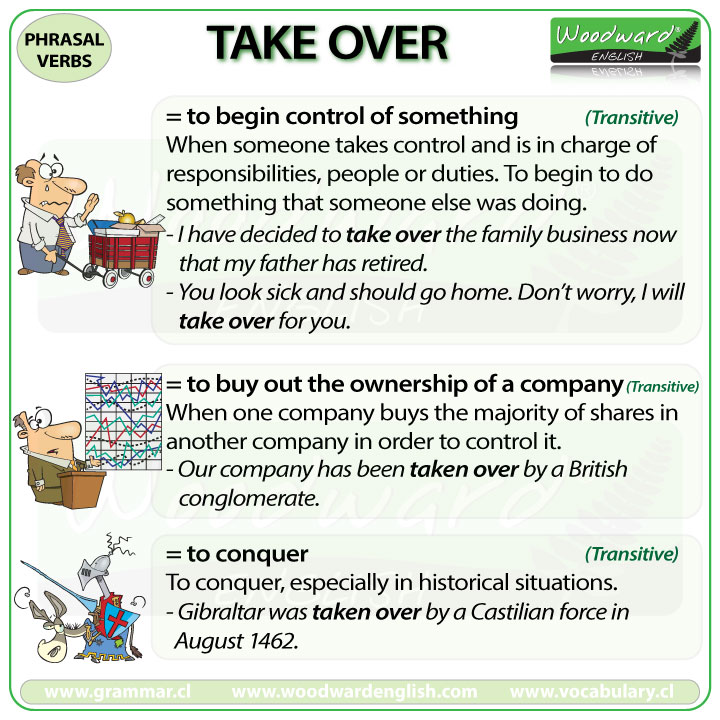 TAKE OVER Phrasal Verb Meanings And Examples Woodward English