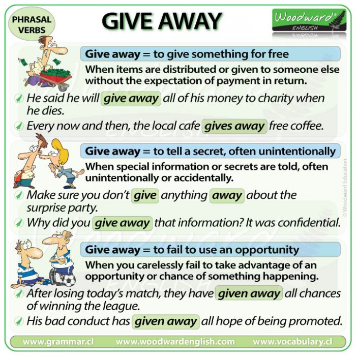 GIVE AWAY Phrasal Verb Meanings And Examples Woodward English