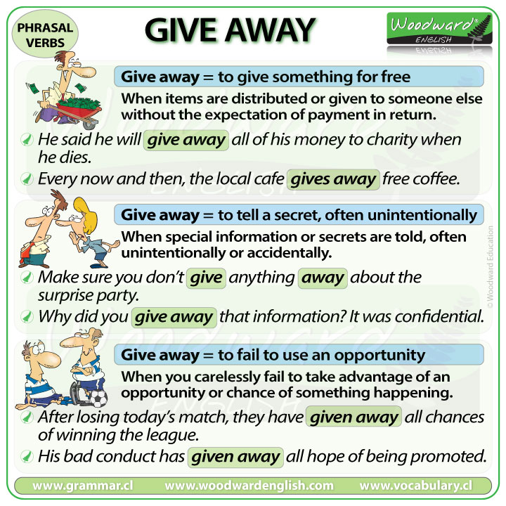 GIVE AWAY Meanings And Examples Of The English Phrasal Verb GIVE AWAY Woodward English 