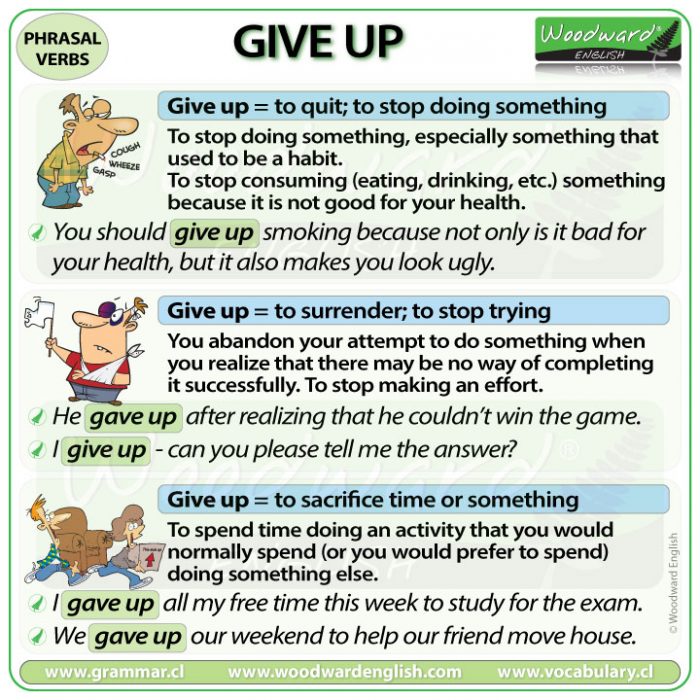 GIVE UP Meaning And Examples Of The English Phrasal Verb GIVE UP 