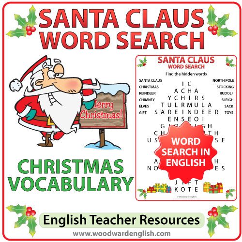 Santa Claus Word Search In English Woodward English