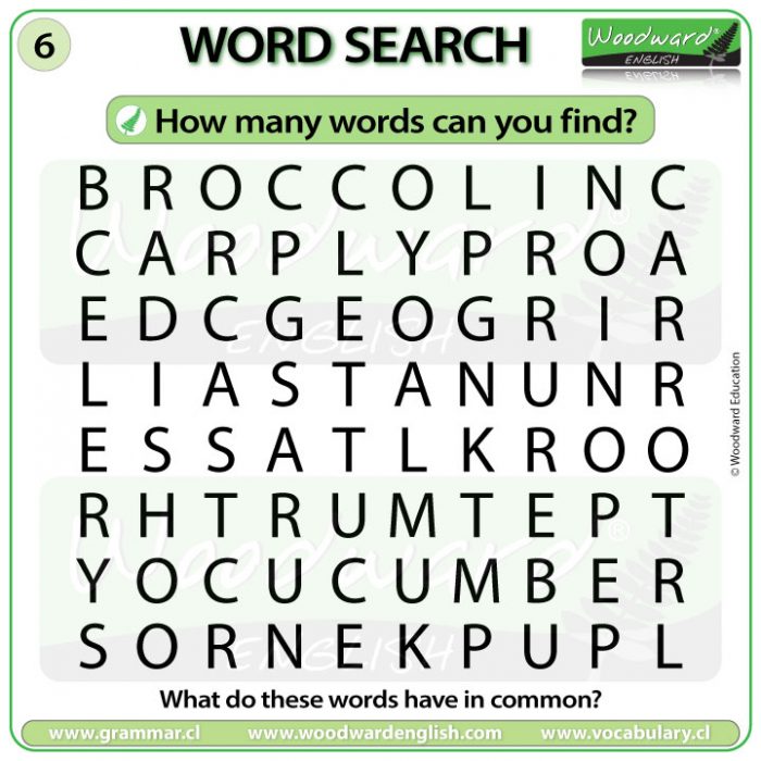 Vegetables Word Search In English Woodward English