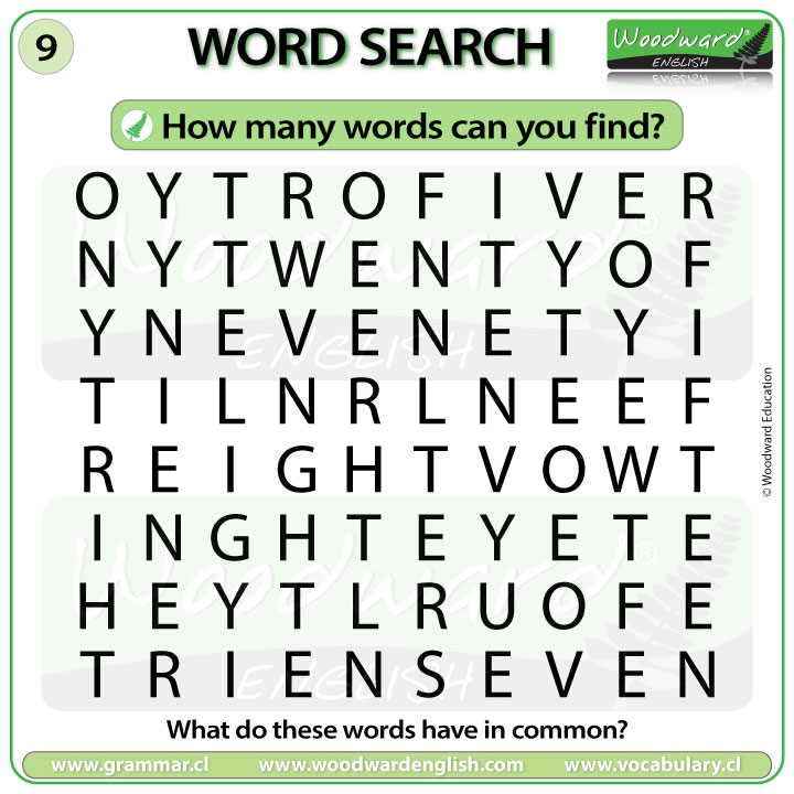 Numbers Word Search In English Woodward English Word Search About 