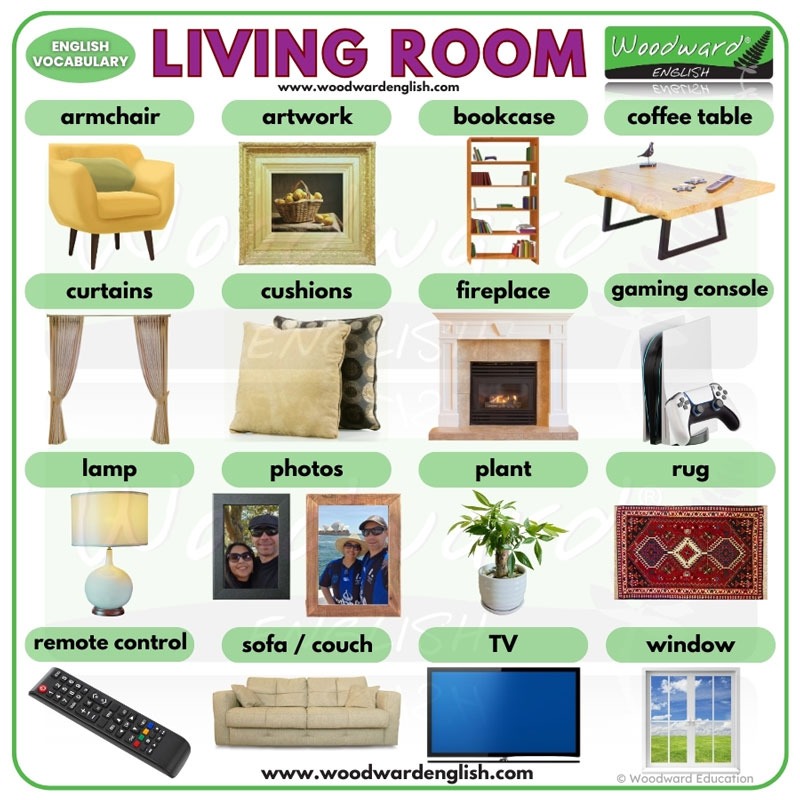 Living Room English Vocabulary - Learn English Words about the Living Room - Woodward English